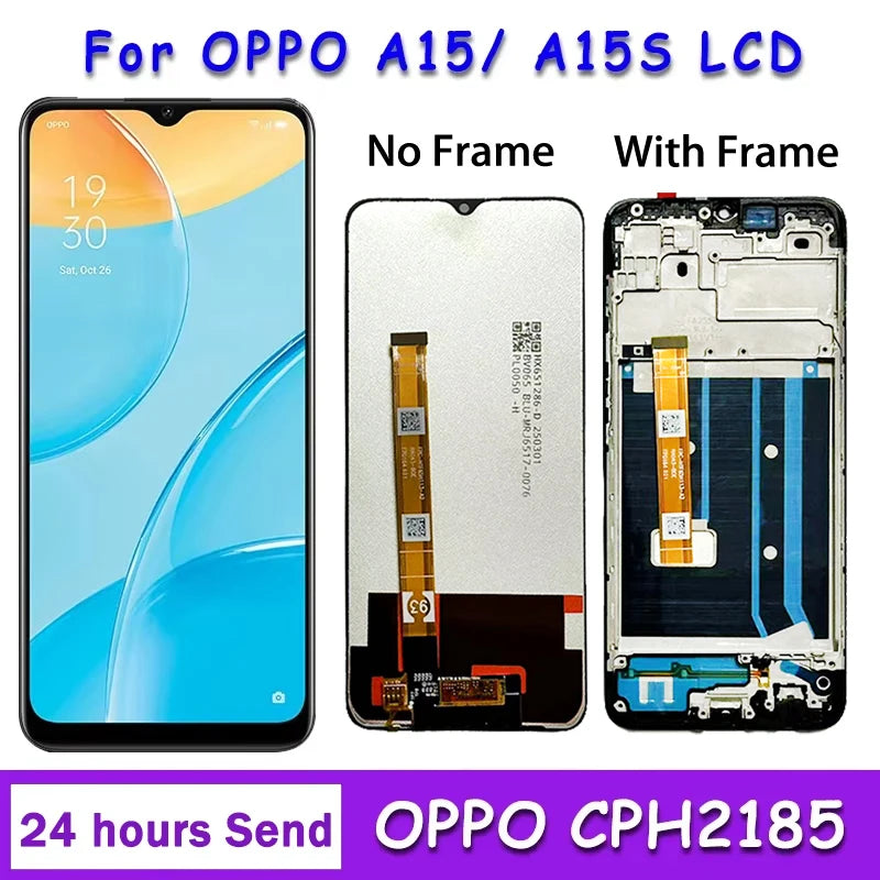 6.52" High Quality For Oppo A15 A15s LCD Display CPH2185 CPH2179 Touch Screen Digitizer Assembly Replacement With Frame Oppo phone repair parts Realme phone repair parts