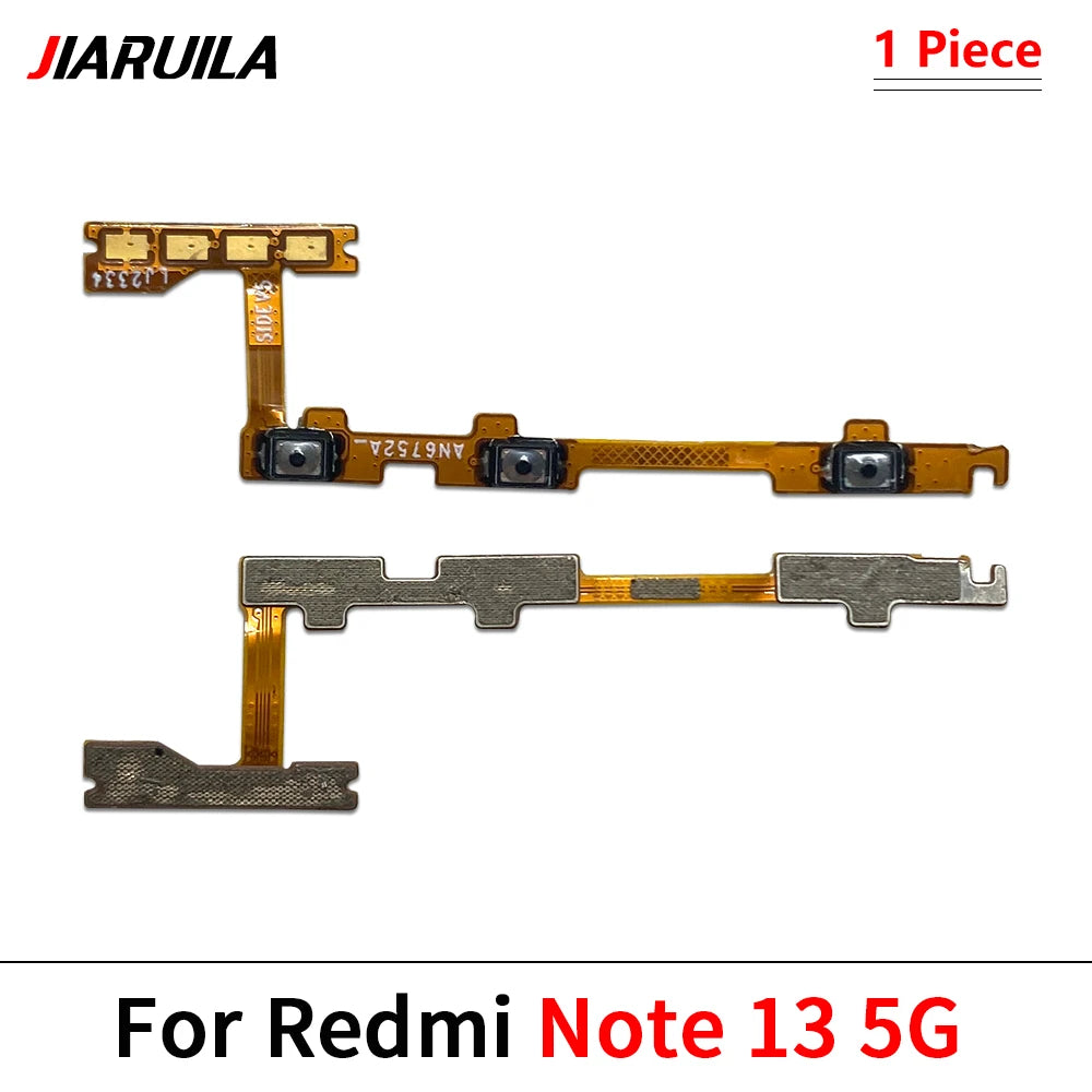 10Pcs, Volume Button Power Switch On Off Button Flex Cable For Xiaomi Redmi Note 13 14 15 Pro Plus 4G 5G Xiaomi  Xiao mi phone repair parts
