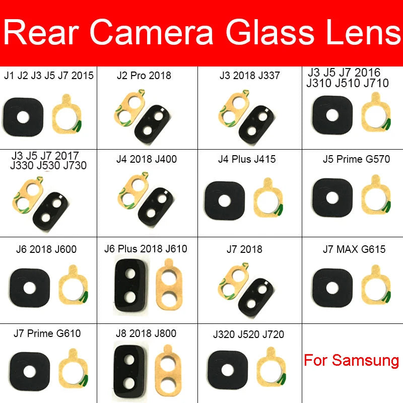 Main Camera Glass For Samsung Galaxy J1 J2 J3 J5 J7 Pro 2015 2016 2017 2018 J337 J310 J330 J510 J530 J710 J730 +Adhesive Sticker Sony phone repair parts