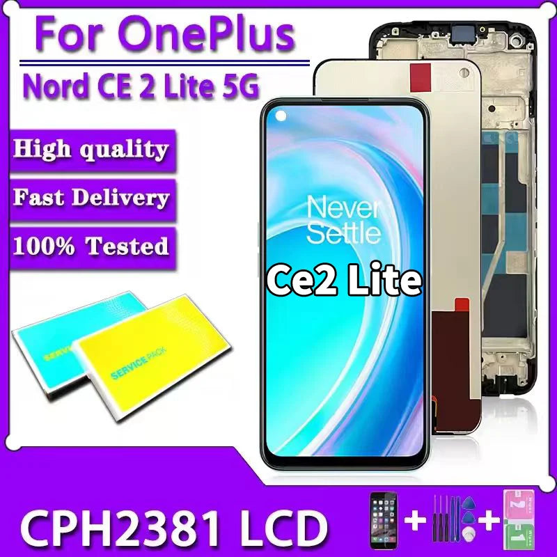 6.59"Inch For OnePlus Nord CE 2 Lite 5G CPH2381 Display Screen Frame Touch Panel Digitizer For OnePlus Nord CE2 Lite LCD CPH2409  OnePlus phone repair parts