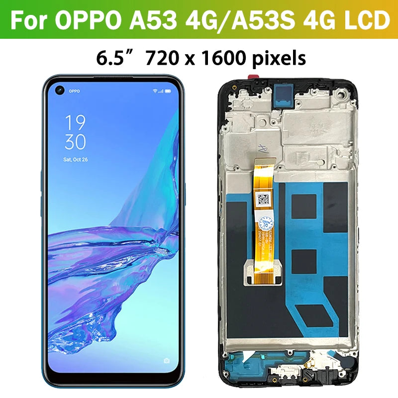 6.5"For Oppo A53s 4G CPH2135 Lcd Display Touch Screen Digitizer Assembly with Frame for Oppo A53S 4G CPH2139 Replacement Oppo phone repair parts Realme phone repair parts