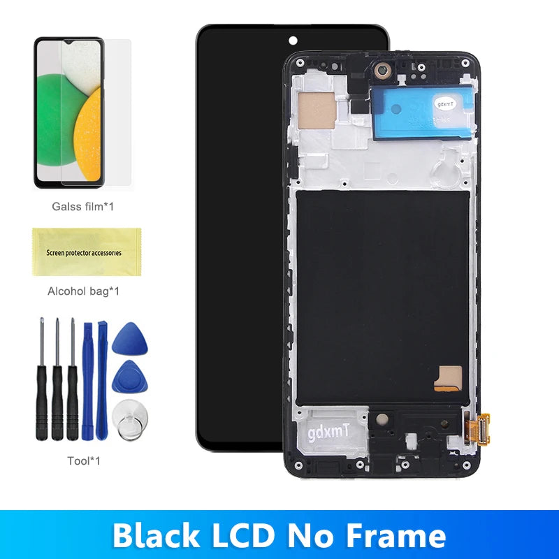 A51 Display Screen With Frame, for Samsung Galaxy A51 A515 A515F Lcd Display Touch Screen Digitizer Replacement 100% Tested Samsung phone repair parts
