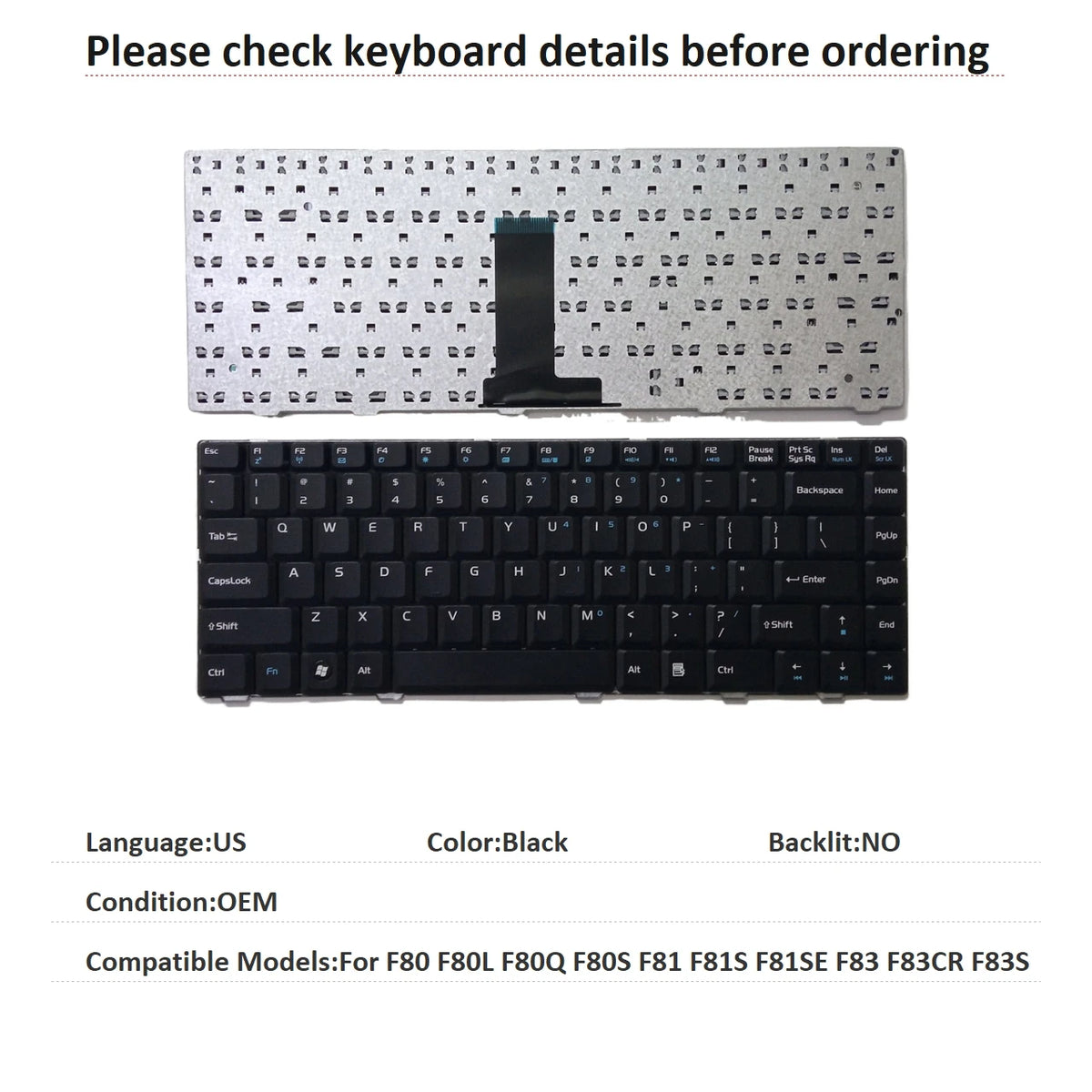 New US Language  Keyboard For ASUS F80 F80L F80Q F80S F81 F81S F81SE F83 F83CR F83S Notebook PC Replacement Keyboard ASUS laptop repair parts
