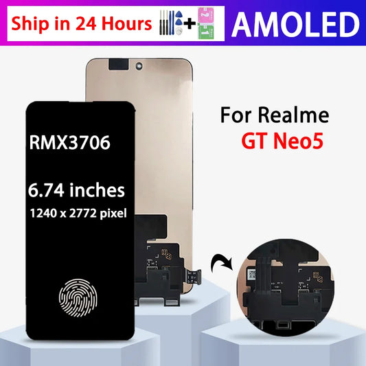 6.74“Super AMOLED For Realme GT Neo 5 LCD Display Screen+Touch Digitizer For Realme GT Neo5 RMX3706 Display Screen  Oppo phone repair parts