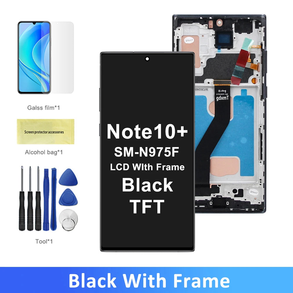Note 10 Plus LCD Screen Assembly for Samsung Galaxy Note10+ N975F N975F/DS Lcd Display Touch Screen with Frame Display Parts Samsung phone repair parts