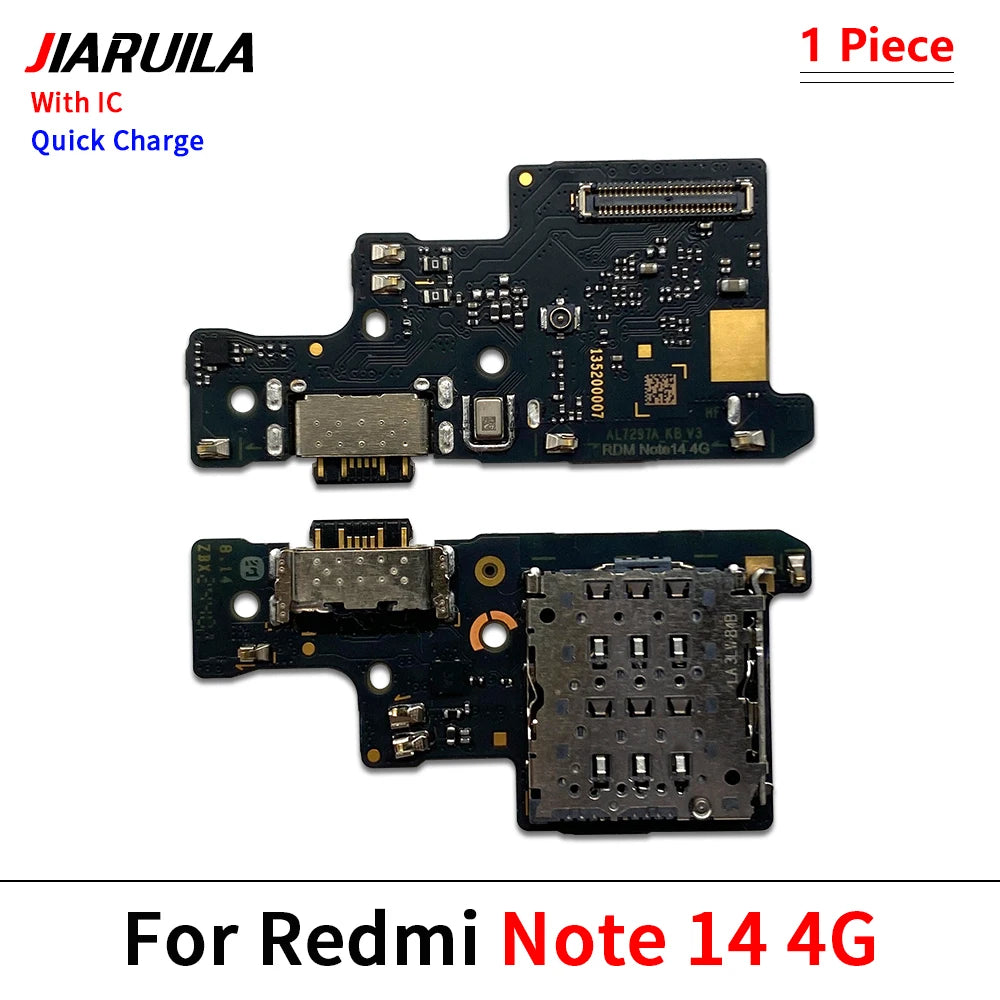 USB Charging Port Board Flex Cable Connector For Xiaomi Redmi Note 14 Pro Plus 4G 5G / Redmi 14C 14R Microphone Module Xiaomi  Xiao mi phone repair parts
