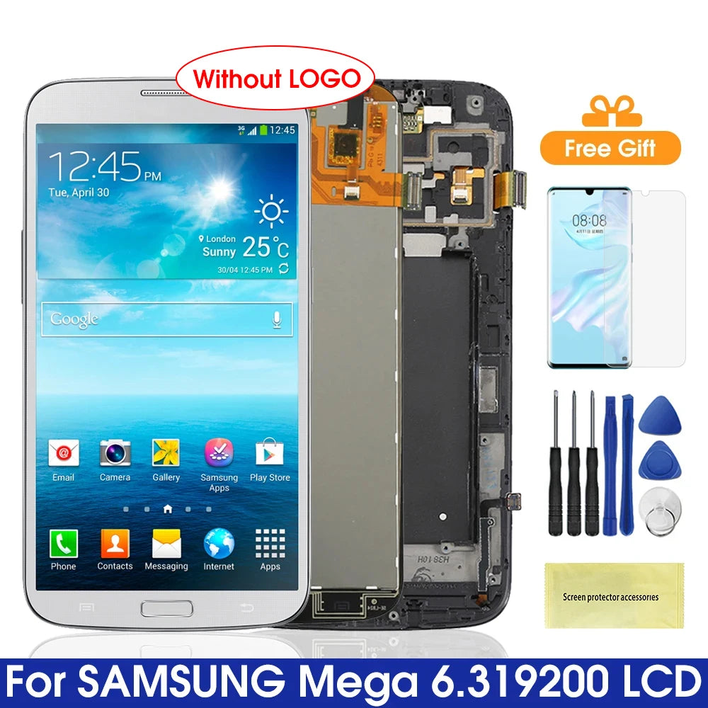 6.3'' Display Screen for Samsung Galaxy Mega 6.3 I9200 I9205 LCD Display Touch Screen Digitizer with Frame Replacement Samsung phone repair parts