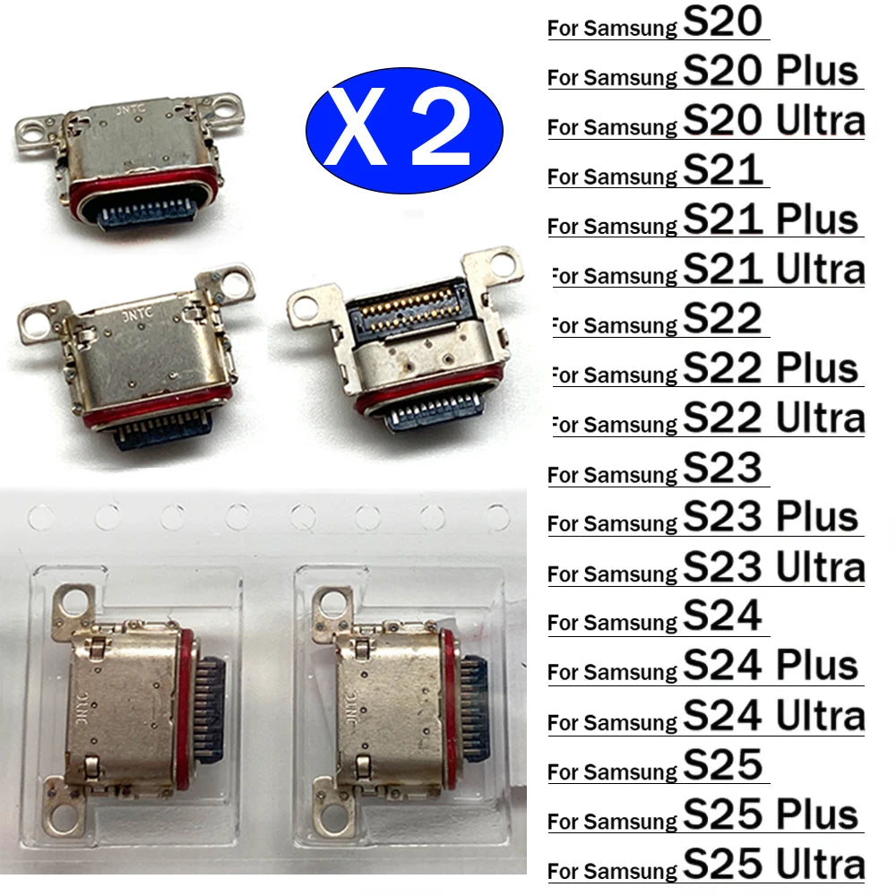 2Pcs, USB Connector Charging Port Jack Plug For Samsung S20 S10 S21 S22 S23 S24 S25 Plus Ultra S10e Samsung phone repair parts