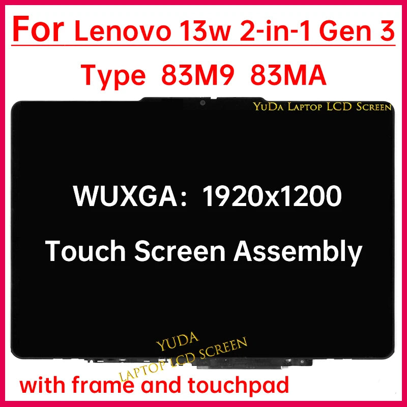 13.3" Touch Screen For Lenovo 13w 2-in-1 Gen 3 Type 83M9 83MA LCD Display Digitizer + Frame Assembly Replacement WUXGA 1920x1200 Lenovo laptop repair parts