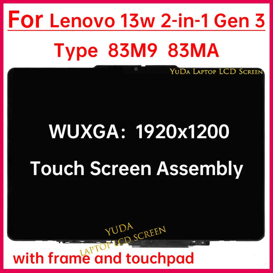 13.3" Touch Screen For Lenovo 13w 2-in-1 Gen 3 Type 83M9 83MA LCD Display Digitizer + Frame Assembly Replacement WUXGA 1920x1200 Lenovo laptop repair parts