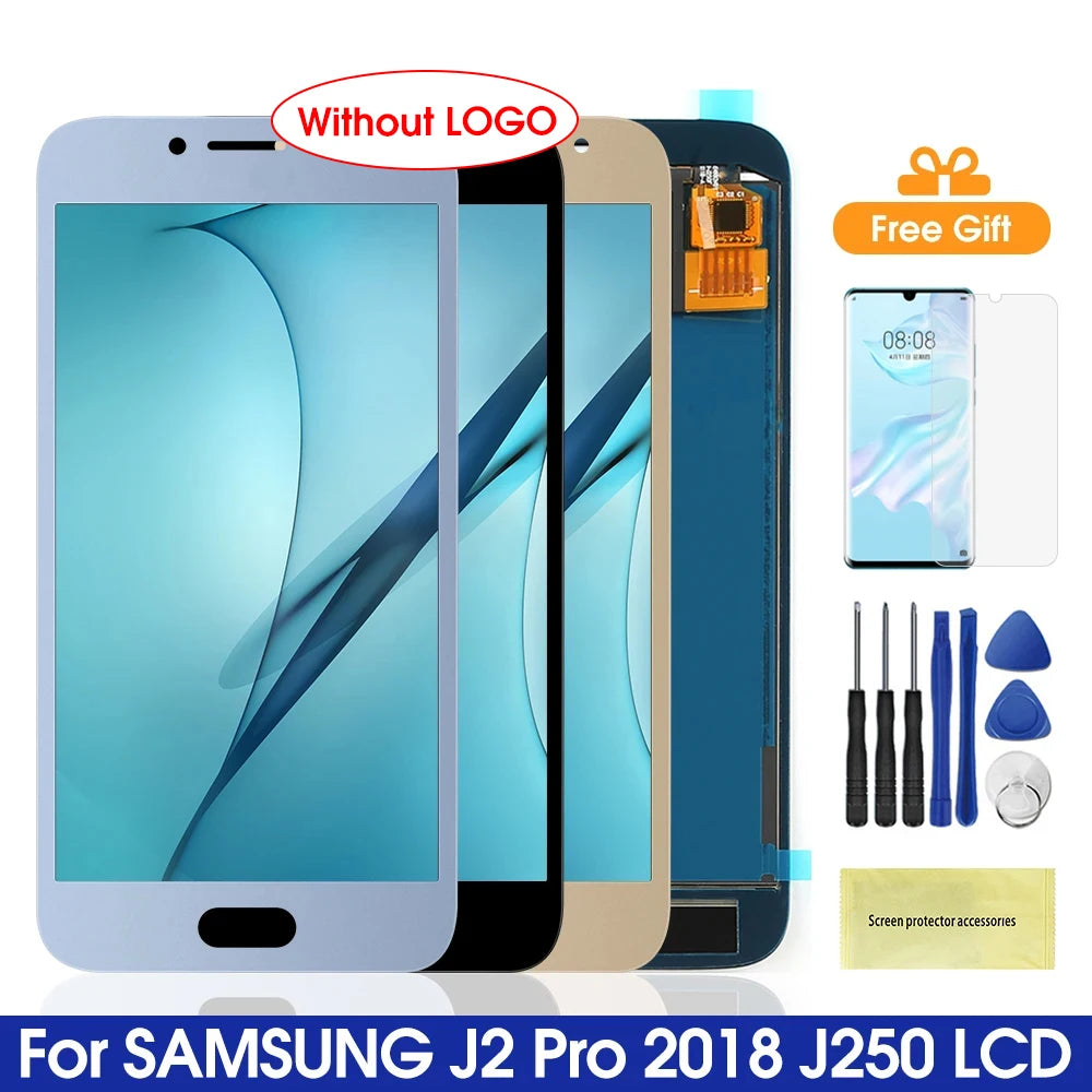 Adjust Brightness J250 LCD For Samsung Galaxy J2 Pro 2018 Display Touch Screen Digitizer Assembly For Samsung J250 J250F J250H Samsung phone repair parts