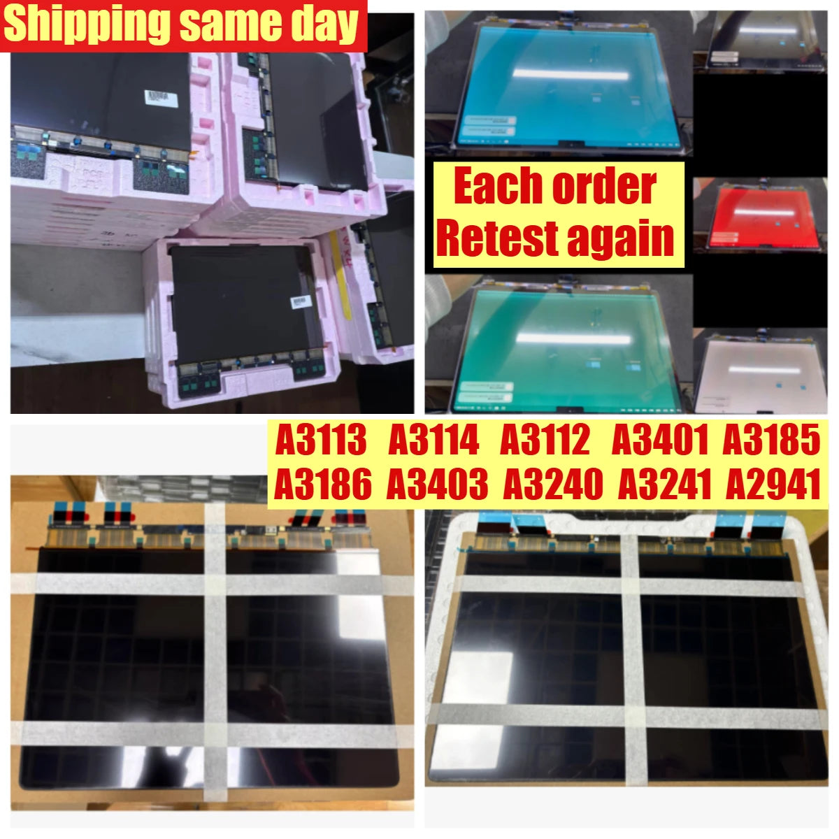 LCD Display Screen For Macbook Air Pro A3113 A3114 A3112 A3401 A3185 A3186 A3403 A3240 A3241 A2941 M4 glass screen panel
