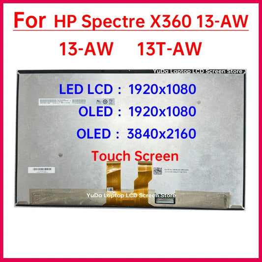13.3" Laptop LCD Touch Screen For HP Spectre X360 13-AW 13T-AW Display Digitizer Assembly Replacement 1920x1080 / 3840x2160 OLED HP laptop repair parts