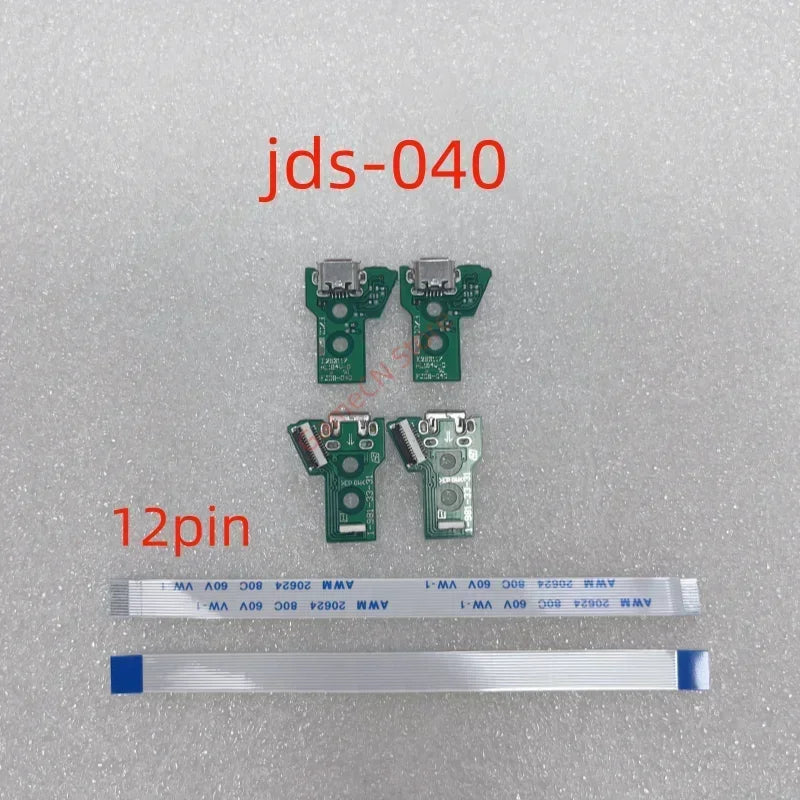 10sets USB Charging Port Power Socket Board with 12Pin Flex Cable JDS 011 Connector for PS4 Joystick Controller  Game console repair parts