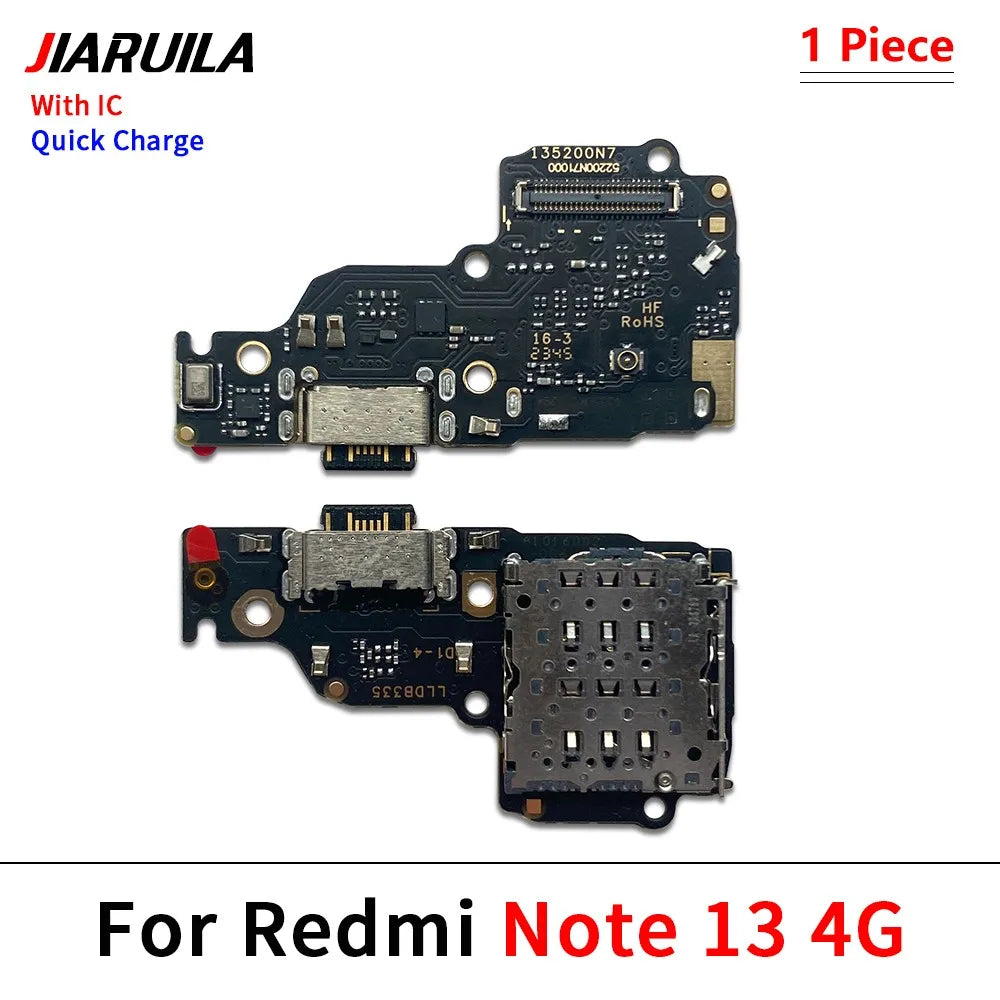10Pcs/Lot, USB Charger Charging Board Dock Port Connector Main Mainboard Flex Cable For Xiaomi Redmi Note 13 Pro Plus 4G 5G  Xiaomi  Xiao mi phone repair parts
