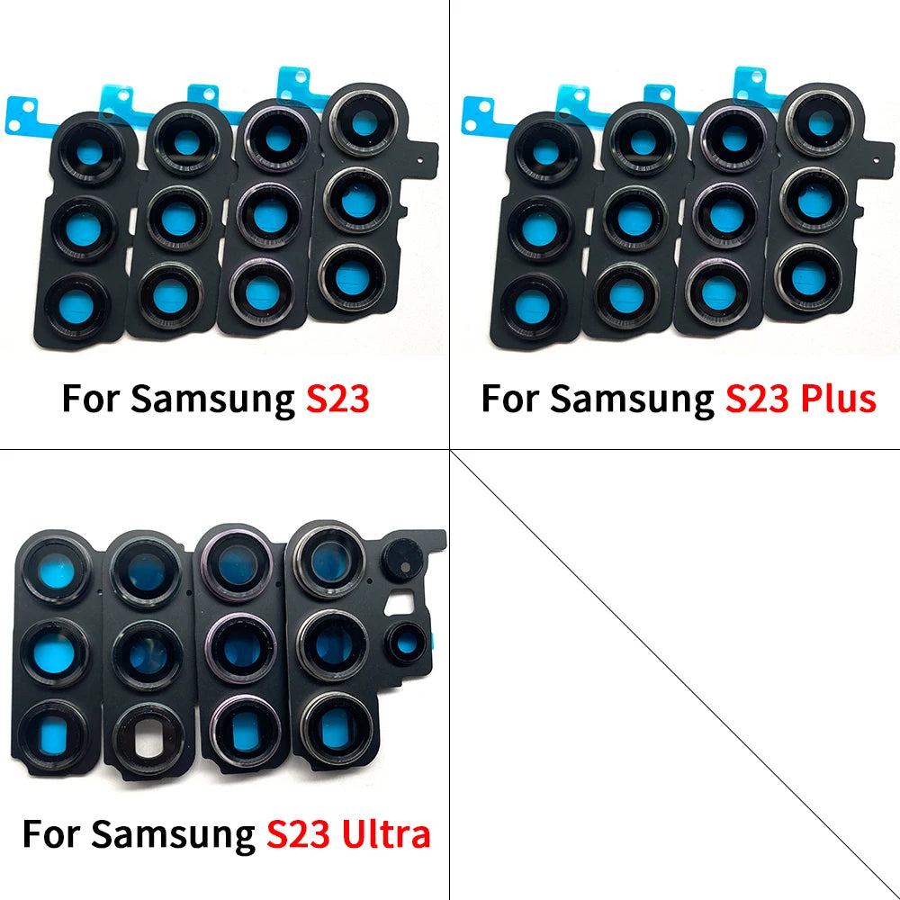 10Pcs/Lot, Rear Camera Glass Lens Back Camera Glass Cover Frame For Samsung S22 S23 Plus Ultra Replacement Parts Samsung phone repair parts