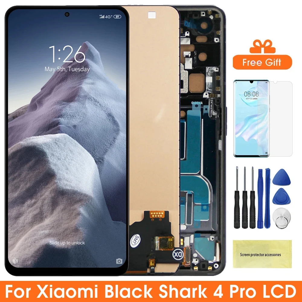 Super AMOLED Screen for Xiaomi Black Shark 4 Pro SHARK PAR-H0 Lcd Display Touch Screen with Frame for Xiaomi Black Shark 4 Pro Xiaomi phone repair parts