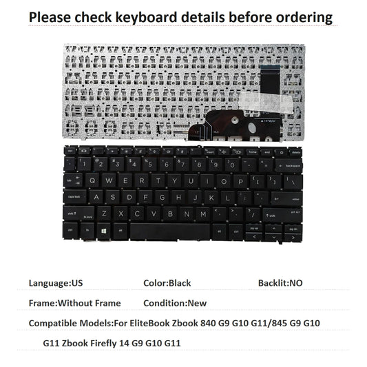 New US Language  Keyboard For HP EliteBook Zbook 840 G9 G10 G11/845 G9 G10 G11 Zbook Firefly 14 G9 G10 G11 Replacement Keyboard  HP laptop repair parts