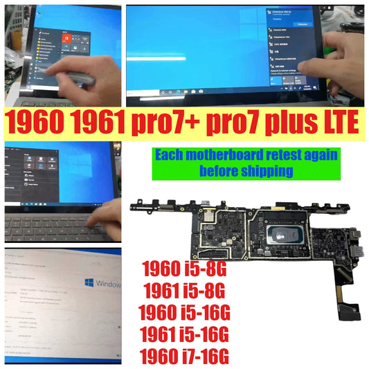 Motherboard for Microsoft surface1960 1961 pro7 + pro7plus LTE i5 i7 8G 16G  system board main board