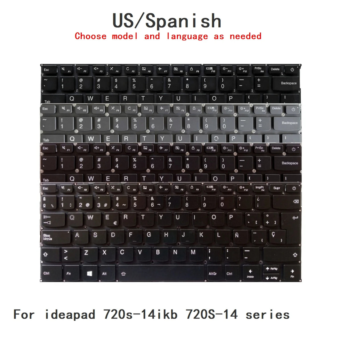 New US Spanish Language  Backlit Keyboard For Lenovo ideapad 720s-14ikb 720S-14 series Replacement Keyboard LCM16K8 SN20M62403 Lenovo laptop repair parts