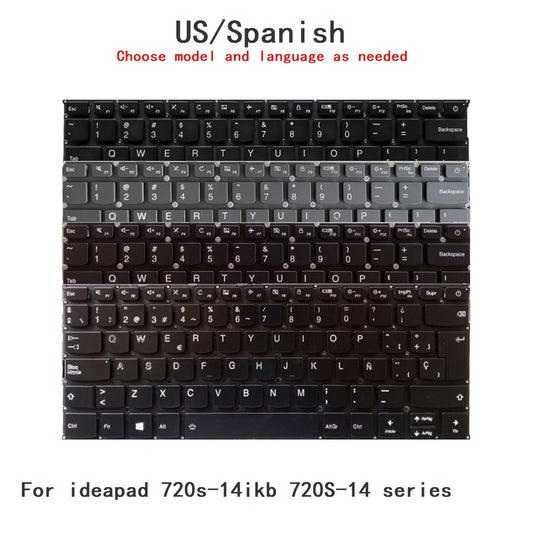 New US Spanish Language  Backlit Keyboard For Lenovo ideapad 720s-14ikb 720S-14 series Replacement Keyboard LCM16K8 SN20M62403 Lenovo laptop repair parts