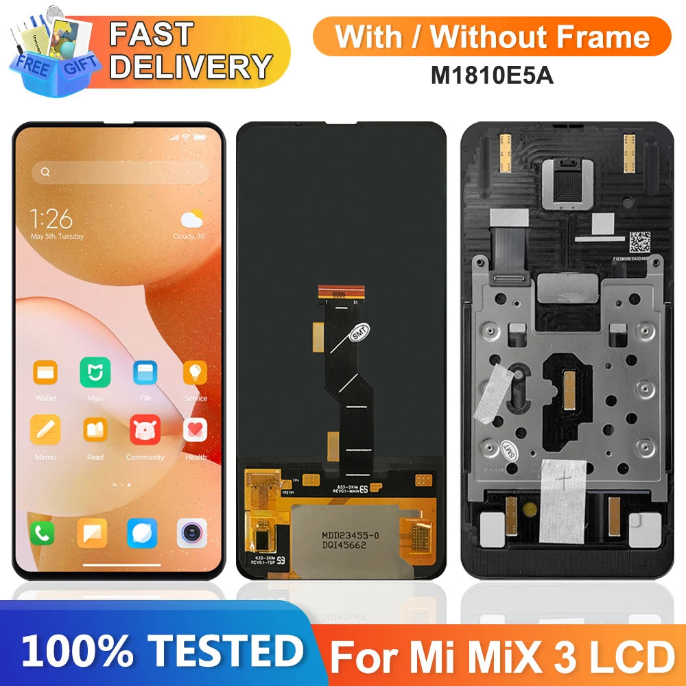 Super AMOLED Mix 3 Screen for Xiaomi Mi Mix 3 M1810E5A Lcd Display Digital Touch Screen with Frame Assembly for Mix3 Replacement Xiaomi phone repair parts