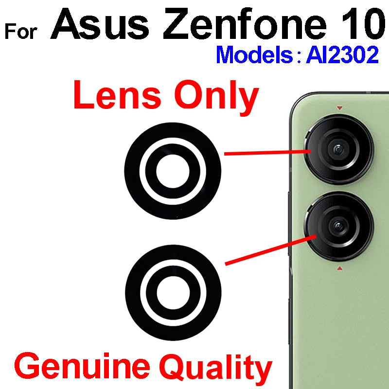 For Asus Zenfone 9 AI2202 Zenfone 10 AI2302 Rear Back Camera Glass Lens Frame Cover with Sticker Glue Repalcement Sony phone repair parts