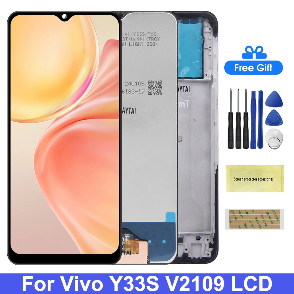 6.58'' For vivo Y33S V2109 Display Touch Screen Digitizer Assembly For VIVO Y33S LCD  Display Repair Parts 100% Tested Vivo phone repair parts