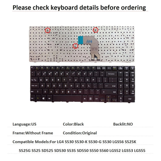 New US Keyboard For LG LG4 S530 S530-K S530-G S530 LGS56 S525K S525G S525 SD525 SD530 S535 SD550 S550 S560 LGS52 LGS53 LGS55 SLG laptop repair parts