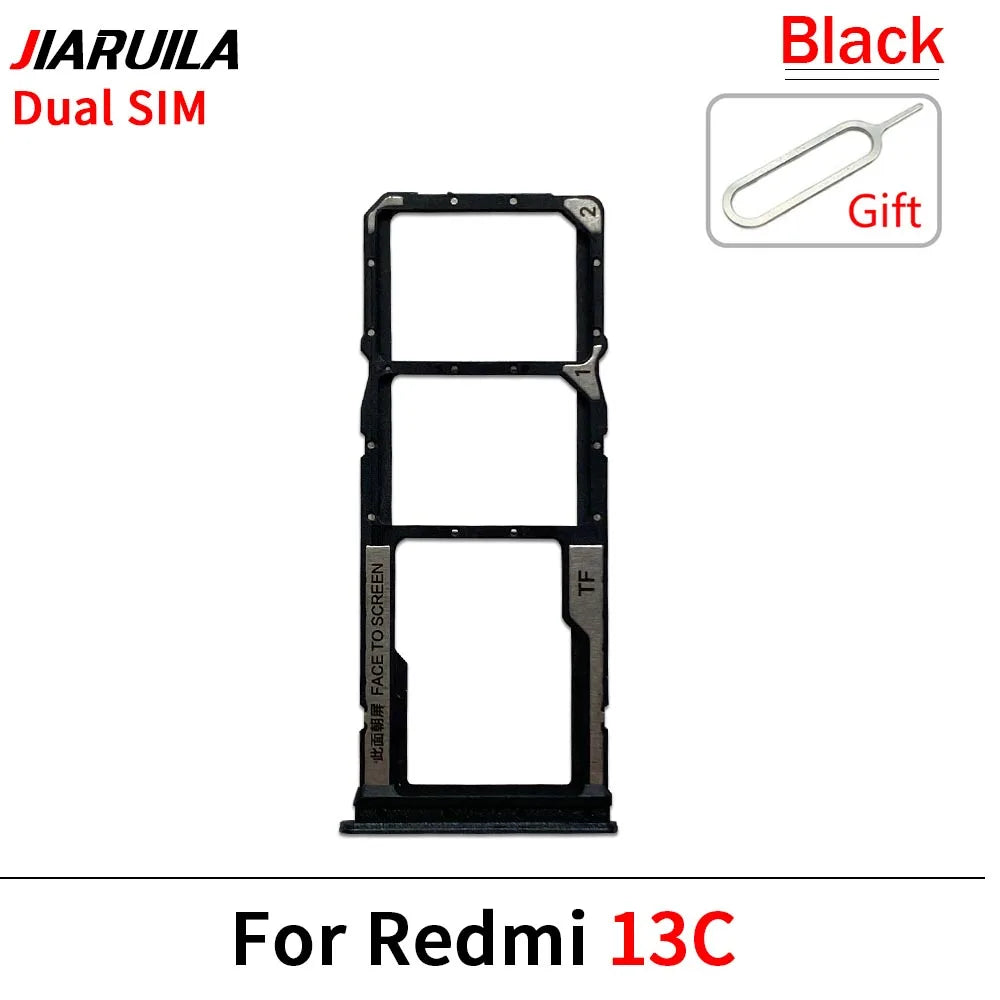 10Pcs ，SIM Card Tray Slot Holder Adapter Accessories For Xiaomi Redmi 12 12C 13 13C 14C Replacement Spare Parts Xiaomi  Xiao mi phone repair parts