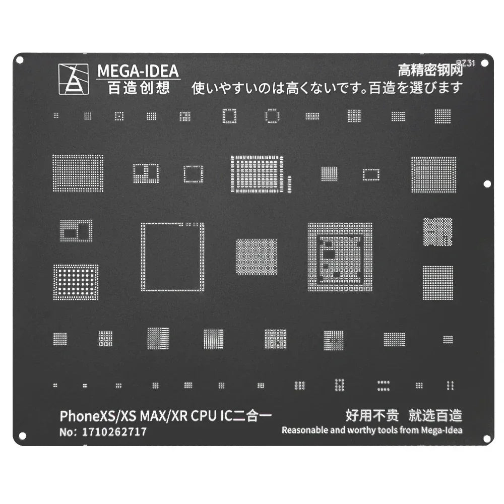 QIANLI MEGA-IDEA Black BGA Reballing Stencil Multifunction Universal Net for iPhone 6-17 Pro Max Planting Tin Steel Mesh Tools Professional Repair Tools