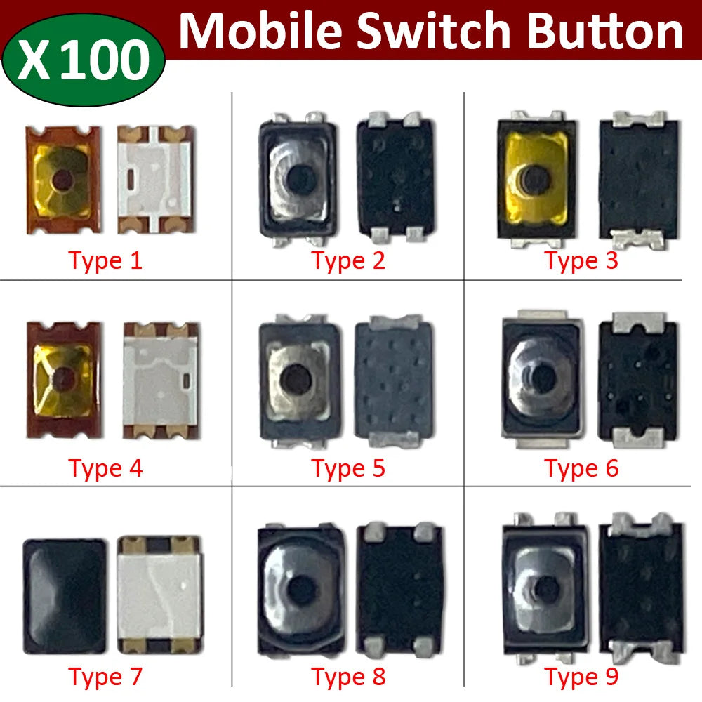 100Pcs,  Mobile Phone Tactile Push Button Switch Tact Micro Switch SMD On Off Inner Button For Iphone For Xiaomi For OPPO Xiaomi  Xiao mi phone repair parts