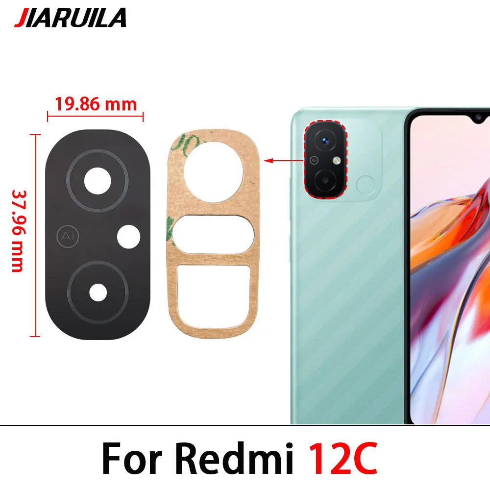 100Pcs, Back Rear Camera Glass Lens For Xiaomi Redmi 6 6A 7 7A 8 8A 9 9A 9C 9T 10 10A 10C 12 12C 13 13C 4G 5G Camera Glass Lens Xiaomi  Xiao mi phone repair parts