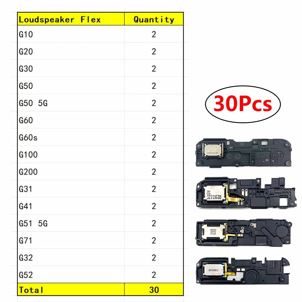 30Pcs Buzzer Ringer Loud Speaker Loudspeaker Flex Cable For Motorola Moto G100 G10 G30 G51 G50 G71 5G G200 G60 G20 G60s G31 G32 Motorola phone repair parts