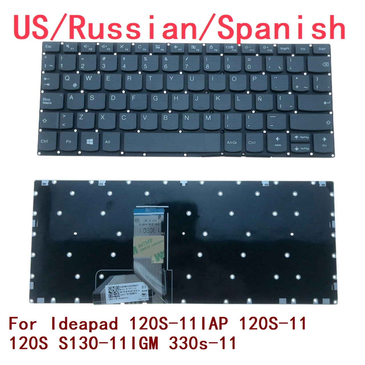 New US Russian Spanish Laptop Keyboard For Lenovo Ideapad 120S-11IAP 120S-11 120S S130-11IGM 330s-11 Notebook PC Replacement Lenovo laptop repair parts