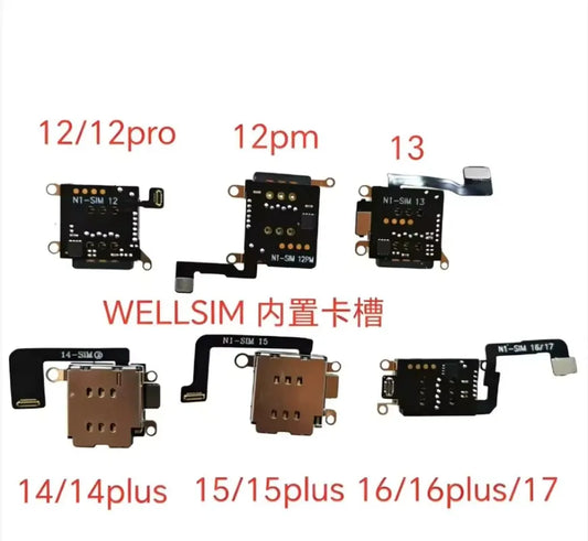 WELLSIM IC Dual SIM Card Slot MEP Flex Built-in Repair Tools for iPhone 13 14 Plus 15 15Plus 16 Plus 12 12 Pro Max Professional Repair Tools