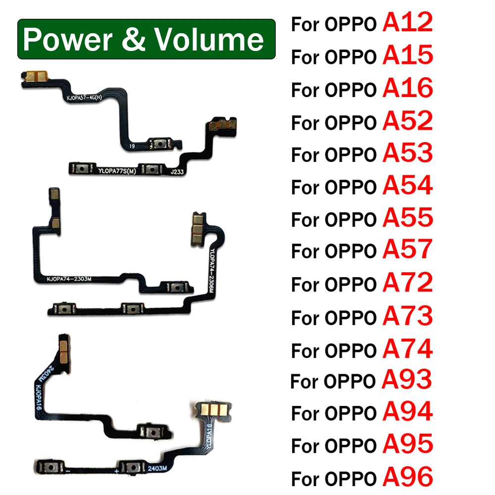 New Power on off Volume Key Button Flex Cable For OPPO A12 A15 A16 A52 A53 A54 A55 A57 A72 A73 A74 A93 A94 A95 A96 4G 5G OPPO phone repair parts