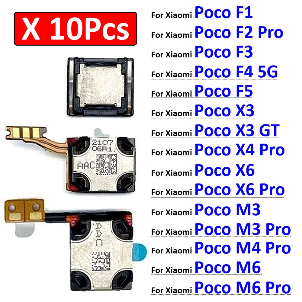 10Pcs, Front Top Earpiece Earphone Ear Speaker Sound Receiver For Xiaomi Poco F1 F2 F3 F4 F5 M3 M4 M6 X3 X4 X6 Pro 5G X3 GT  Xiaomi  Xiao mi phone repair parts