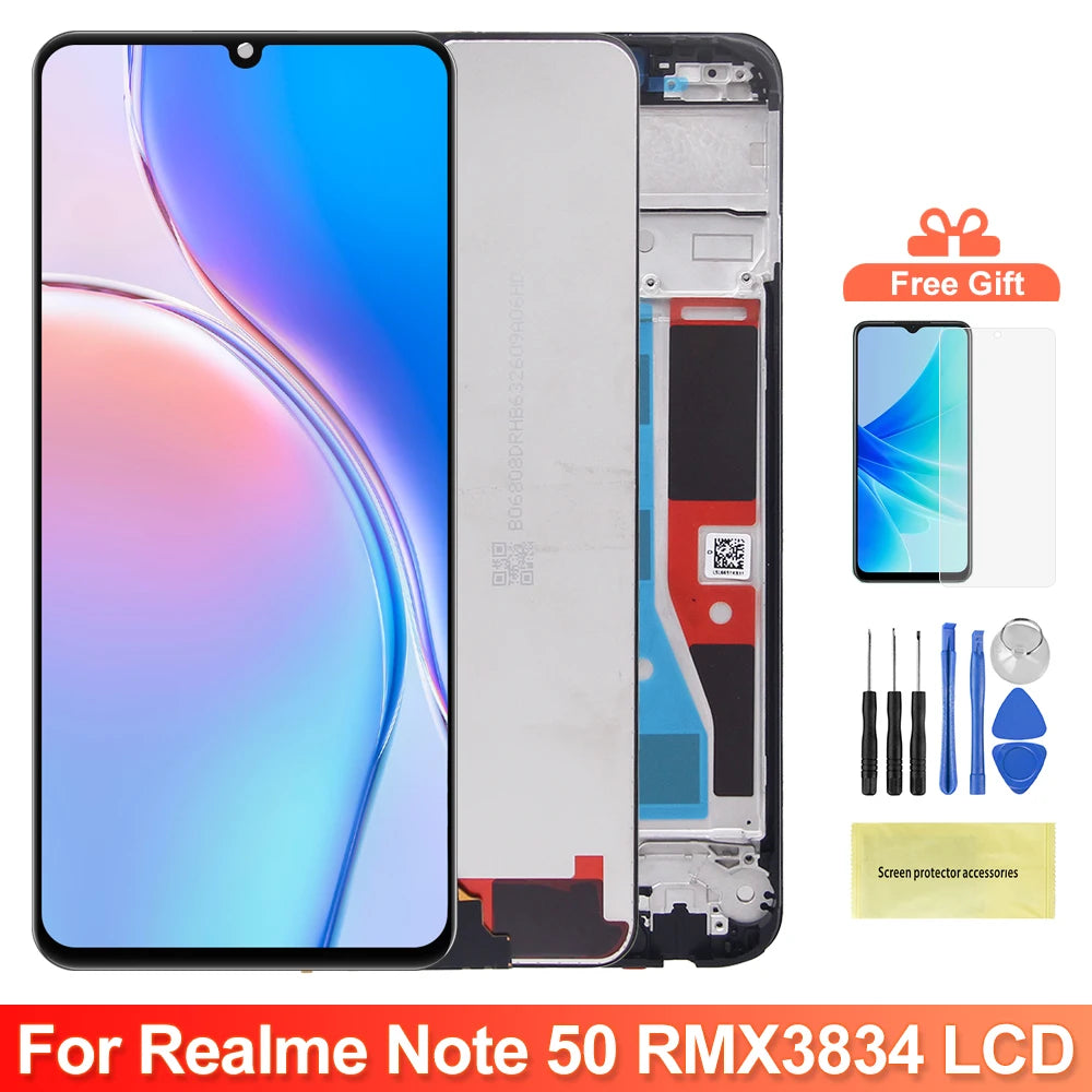 6.74" Screen for Realme Note 50 RMX3834 Lcd Display Digital Touch Screen with Frame for OPPO Realeme Note 50 Screen Replacement OPPO phone repair parts