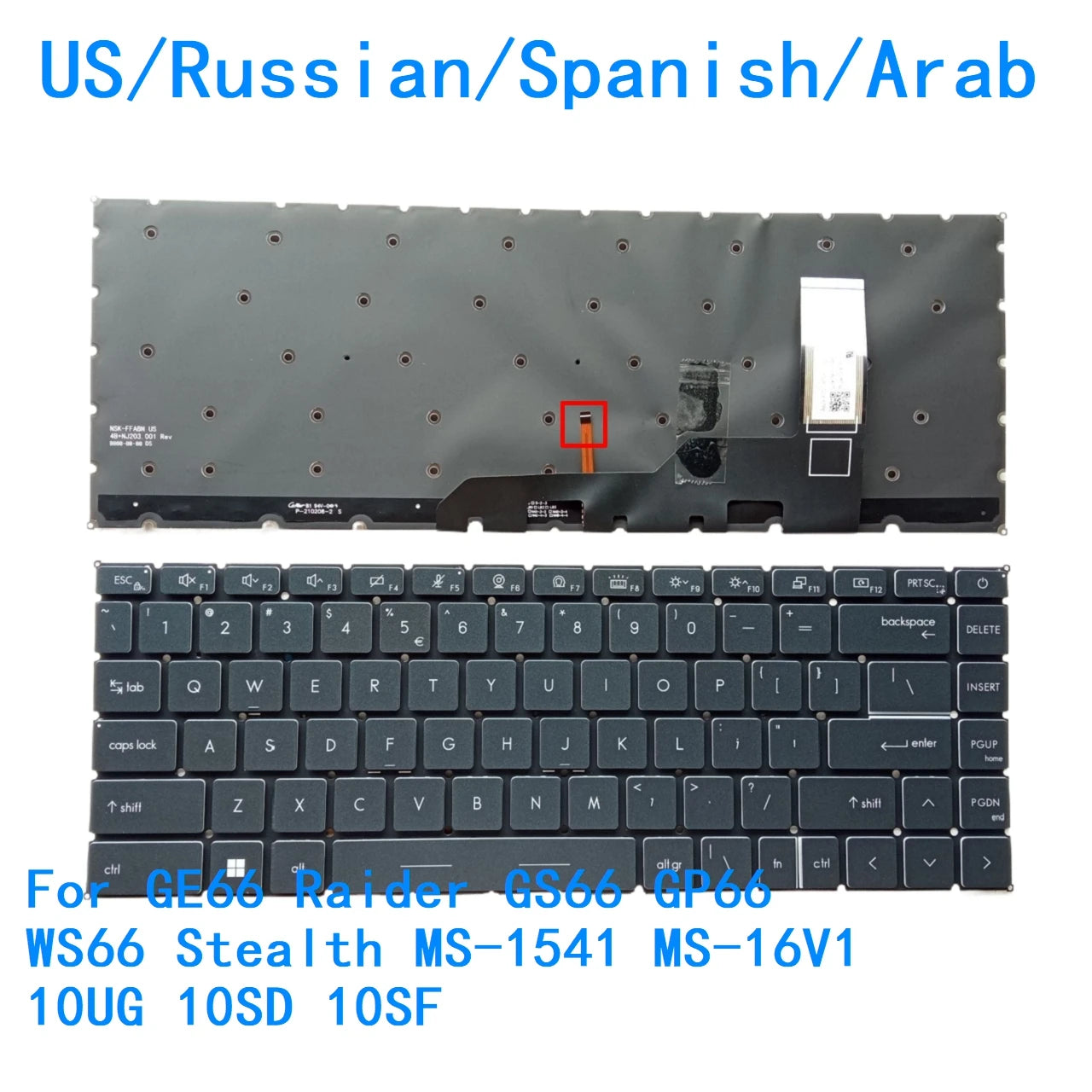 New US Russian Spanish Arab Language  RGB Keyboard For MSI GE66 Raider GS66 GP66 WS66 Stealth MS-1541 MS-16V1 10UG 10SD 10SF MSI laptop repair parts