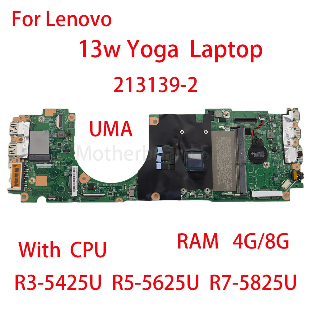 Laptop Motherboard For Lenovo 13w Yoga 213139-2 With CPU R3 5425U R5 5625U R7 5825U RAM 4G/8G 5B21J77274 100% test Lenovo laptop repair parts