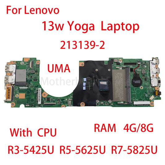 Laptop Motherboard For Lenovo 13w Yoga 213139-2 With CPU R3 5425U R5 5625U R7 5825U RAM 4G/8G 5B21J77274 100% test Lenovo laptop repair parts