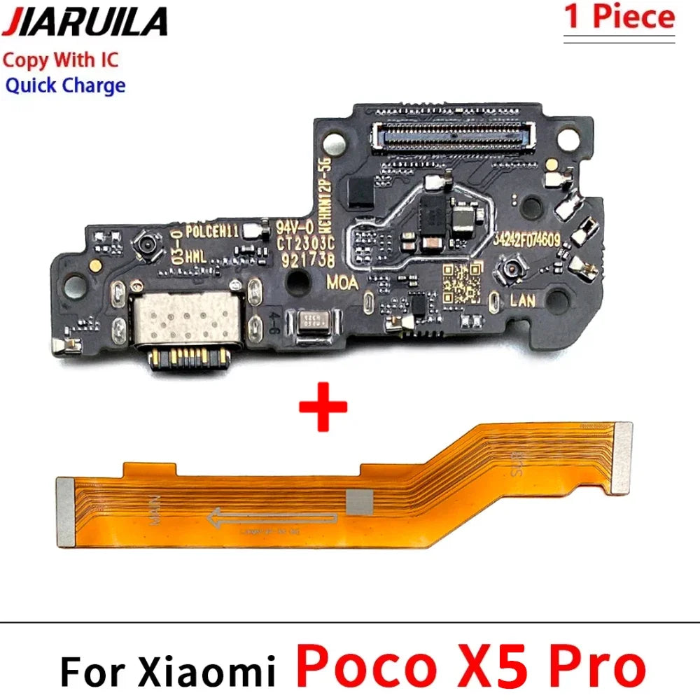 Dock Connector Micro USB Charger Charging Port Microphone Main Board Flex Cable For XIaomi Poco X5 X6 X7 F5 F6 F7 Pro 4G 5G  Xiaomi  Xiao mi phone repair parts