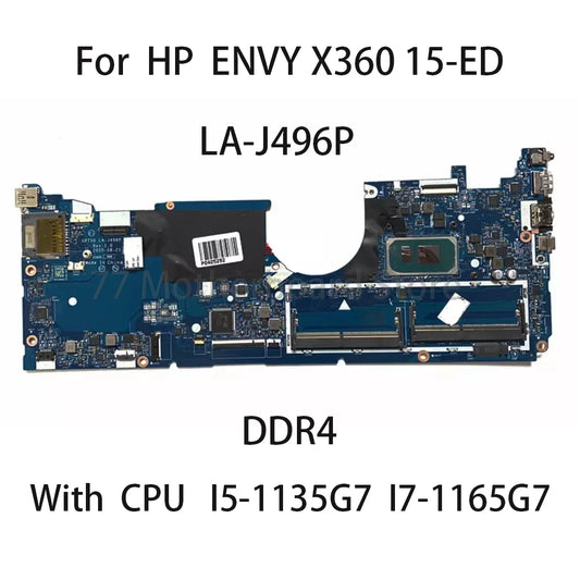 Laptop Motherboard For HP ENVY X360 15-ED GPT50 LA-J496P With CPU I5-1135G7 I7-1165G7 DDR4 Motherboard 100% Test HP laptop repair parts