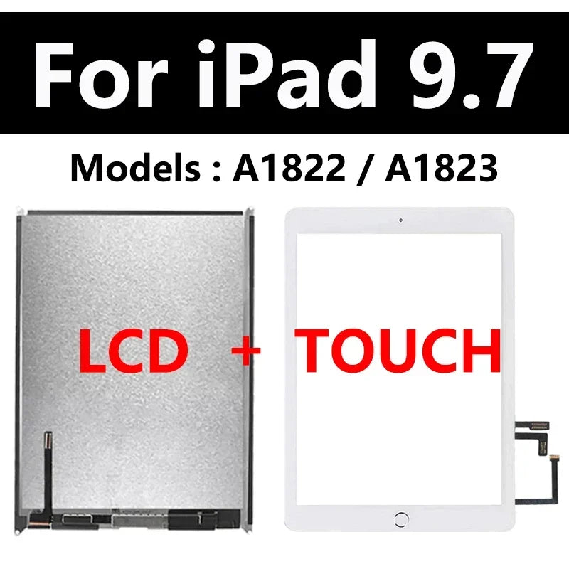 LCD Touch Screen For Apple iPad 5 5th Gen A1822 A1823 iPad 9.7 2017 Assembly Digitizer Front Glass Display Panel Replacement  iPad repair parts
