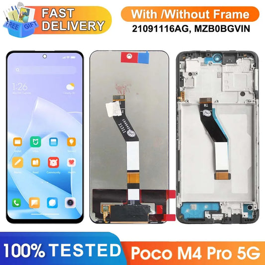 6.6" Poco M4 Pro 5G for Xiaomi Poco M4 Pro 5G 21091116AG MZB0BGVIN Lcd Display Digital Touch Screen Display with Frame Xiaomi phone repair parts