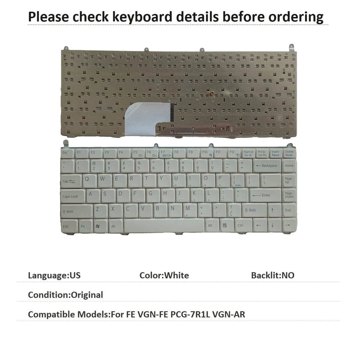 New US UI Russian Language  Keyboard For Sony FE VGN-FE PCG-7R1L VGN-AR Notebook PC Replacement Keyboard SONY laptop repair parts