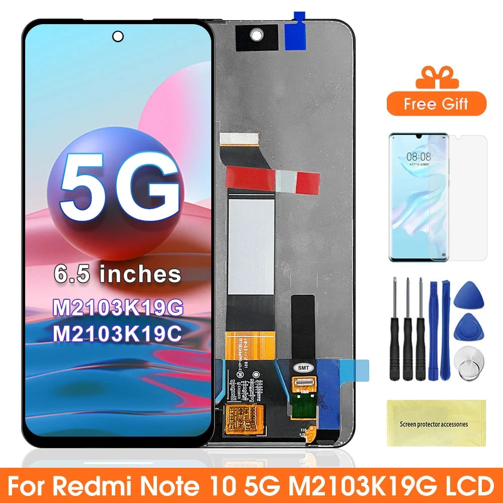 6.5" Screen for Xiaomi Redmi Note 10 5G Lcd Display Digital Touch Screen with Frame for Redmi Note 10 5G M2103K19G M2103K19C Xiaomi phone repair parts