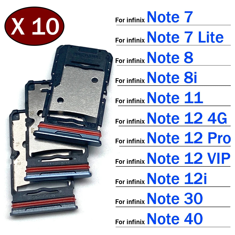 10Pcs, SIM Card Tray Slot Holder Adapter Accessories For infinix Note 7 8 8i 11 12 12i 30 40 Pro Lite VIP 4G 5G  infinix phone repair parts