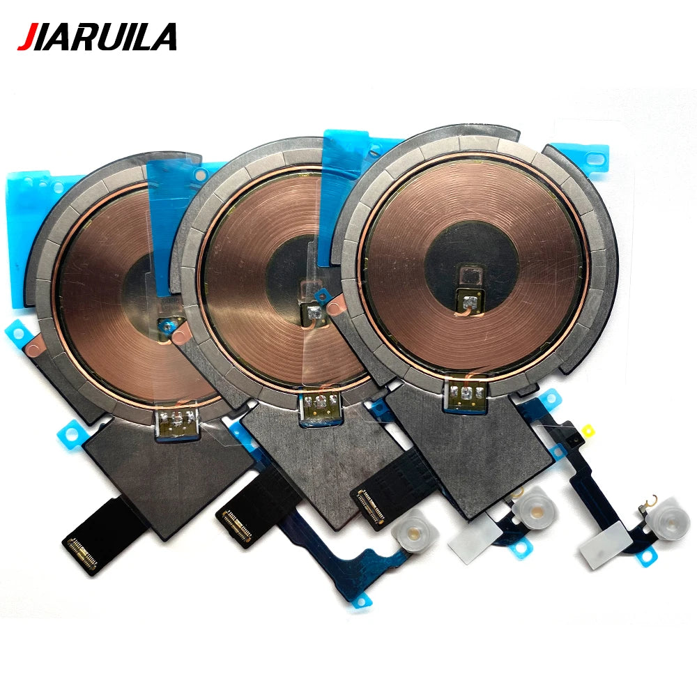 Wireless Charging Chip Coil For iPhone 16 15 14 13 12 11 Pro Max Plus Mini With Magnet Power Volume Button Flex Charger Panel iPhone phone repair parts